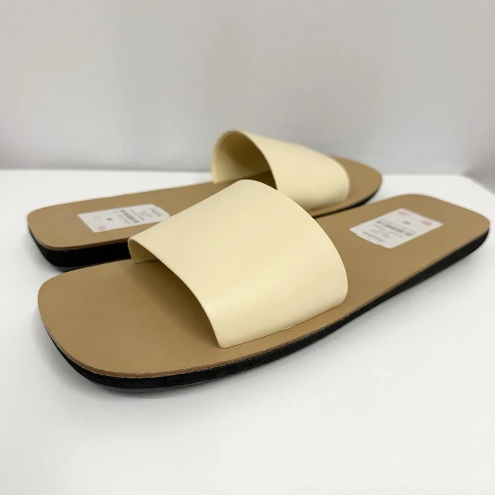 Jil Sander Leather Flats Shoes Beige NEW $550.00 Size 38 8 B